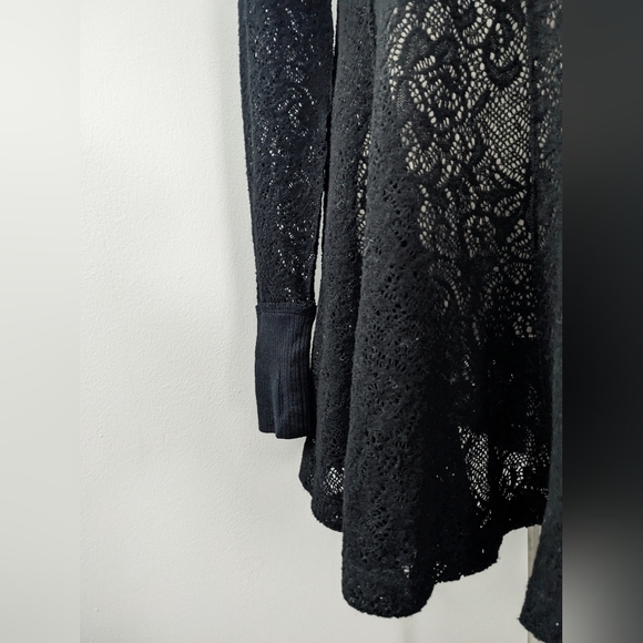 Free People Coffee In The Morning Lace Tunic Top Mini Dress Black Fit-n-Flare XS - Picture 6 of 9